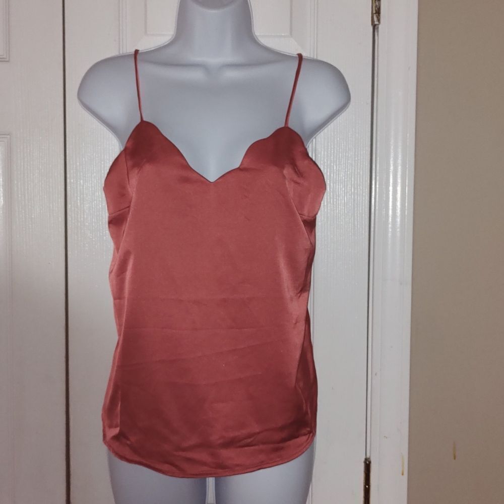 Monteau Los Angles Rust color  silky look spagetti strap blouse  Sz S